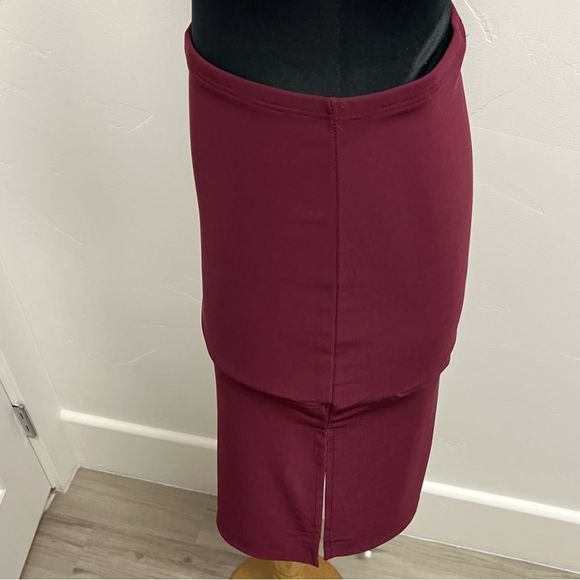 Forever 21 burgundy midi skirt size L vintage sexy stretchy mallgoth - Picture 9 of 12